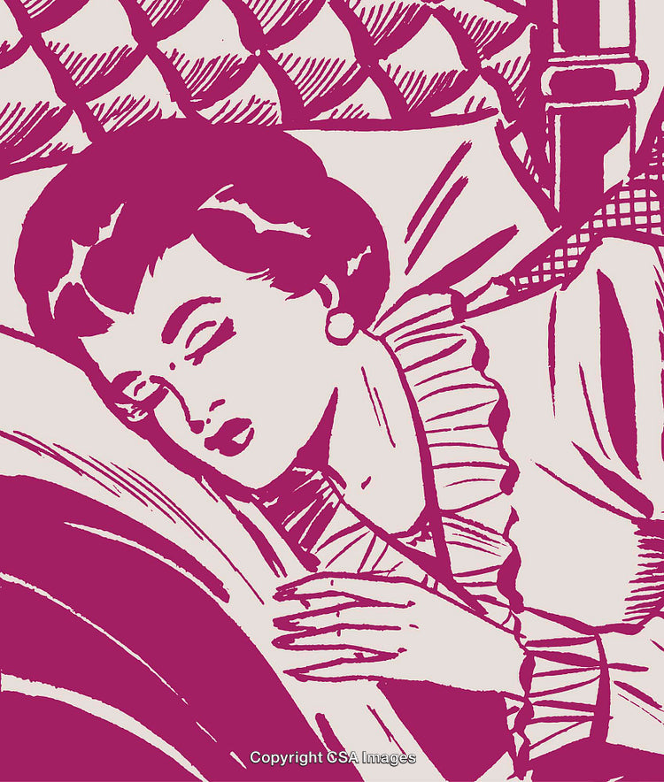 Vintage Styled Illustration of a Relaxed Woman in a Resting Pose