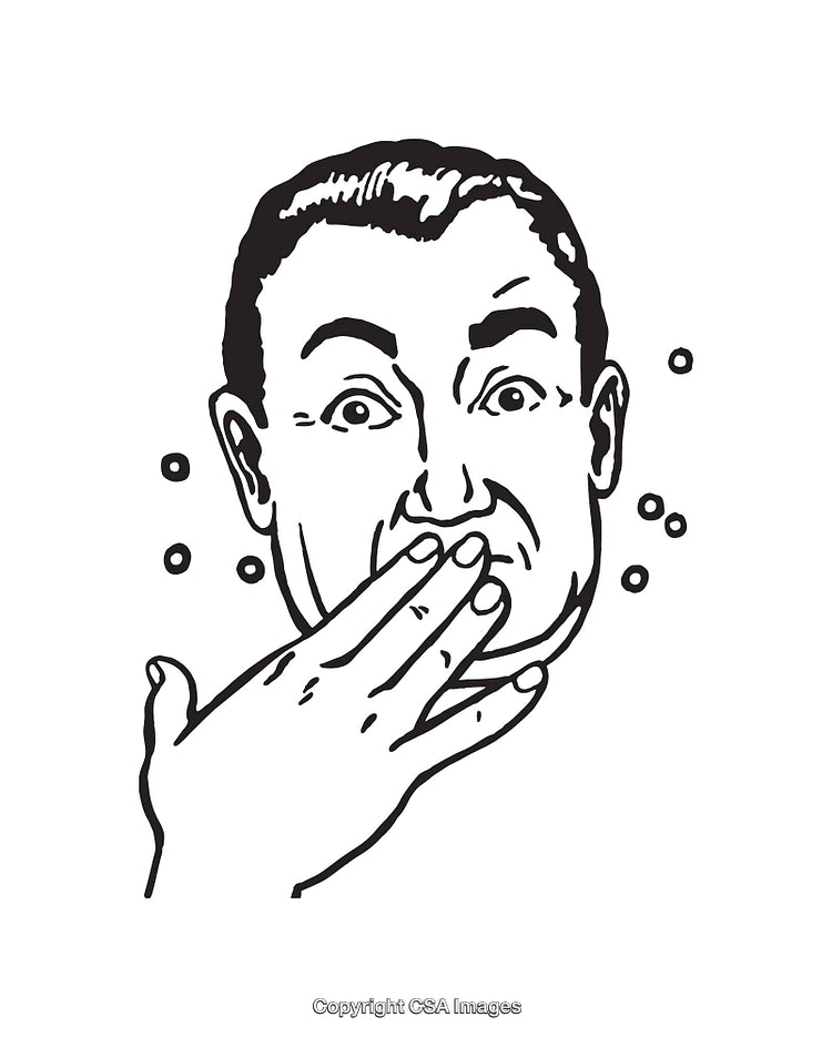 Black and White Line Art of a Surprised Face Illustration