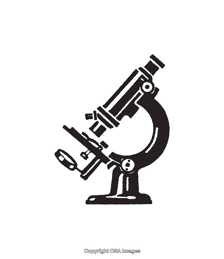 Black and White Illustration of a Classic Microscope