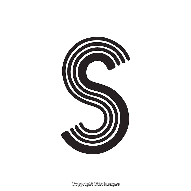 Stylized Monochrome Letter S with Retro Curved Line Design