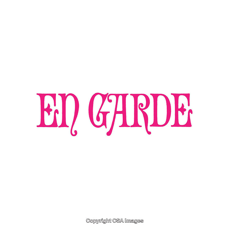 Bright Pink Text Reading 'En Garde' on a Clean White Background