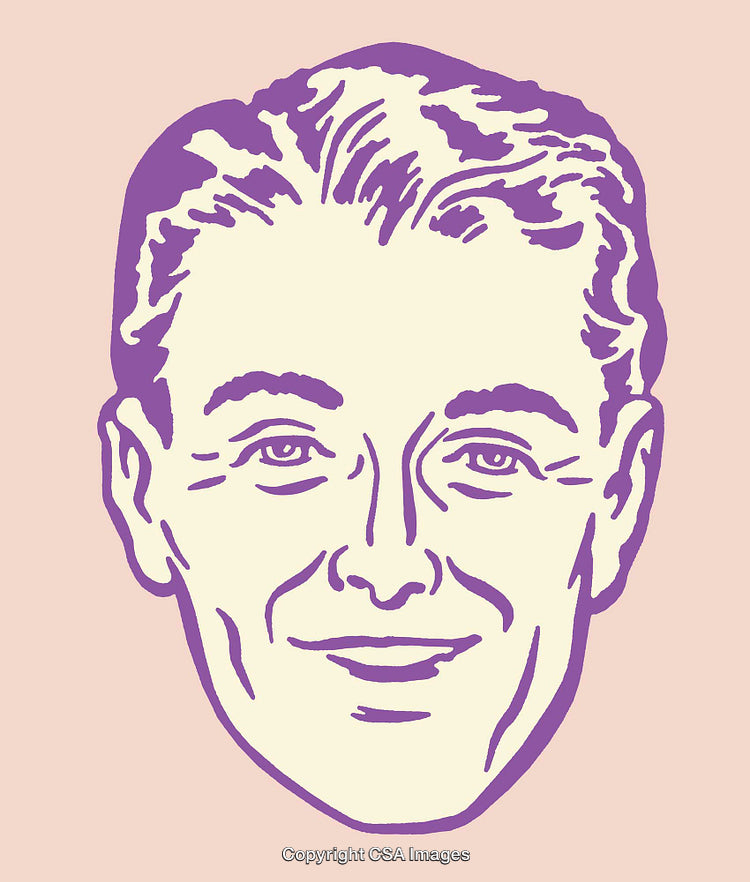 Retro Styled Line Art Face Illustration in Pastel Colors