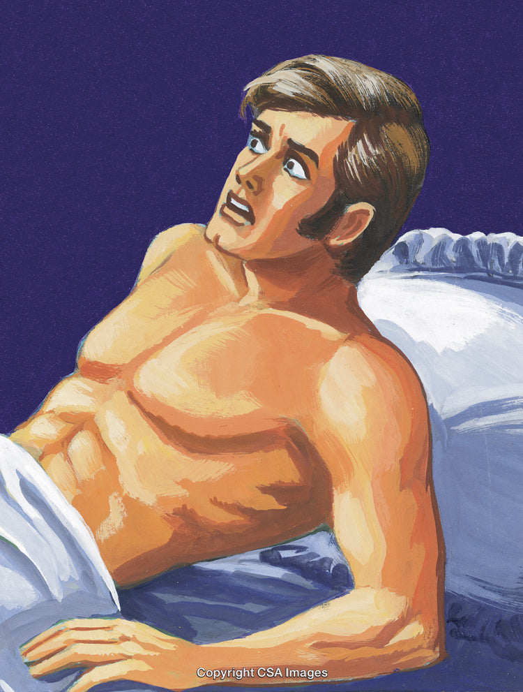 Man Looking Alarmed in Night Scene with Surprised Expression