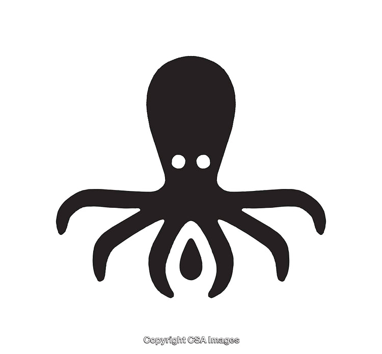 Minimalist Black and White Octopus Icon with Abstract Design
