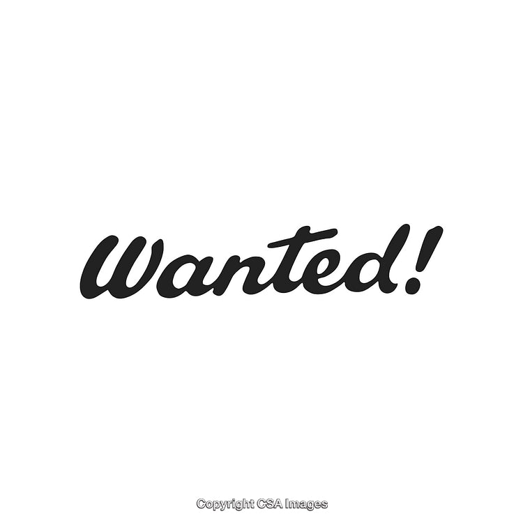 Bold 'Wanted!' Text Design Isolated on a White Background