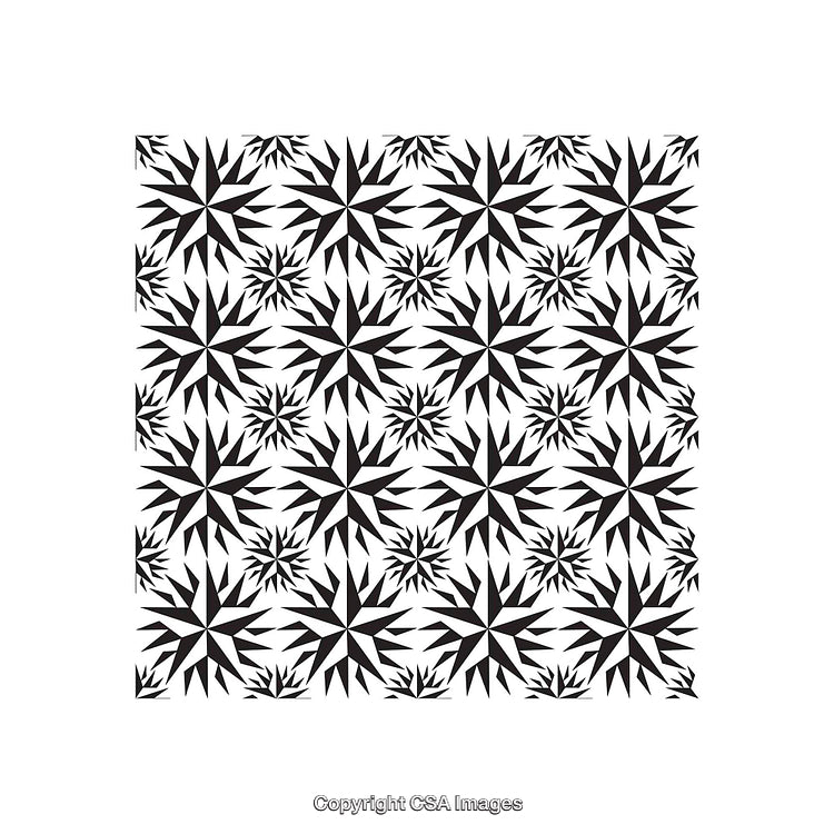 Seamless Black and White Pattern with Abstract Star Shapes