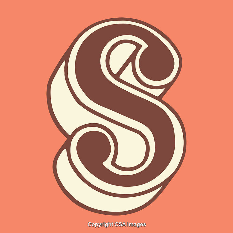 Elegant Decorative Letter S with Retro Style on Orange Background
