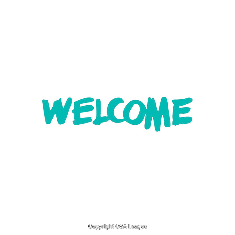 Teal Welcome Text on Clean White Background for Greetings and Invitations
