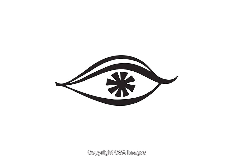 Simple Black and White Illustrated Eye Icon With Unique Center Design