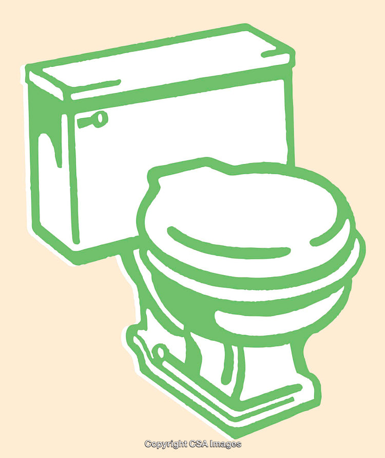 Green and White Toilet Illustration on a Beige Background