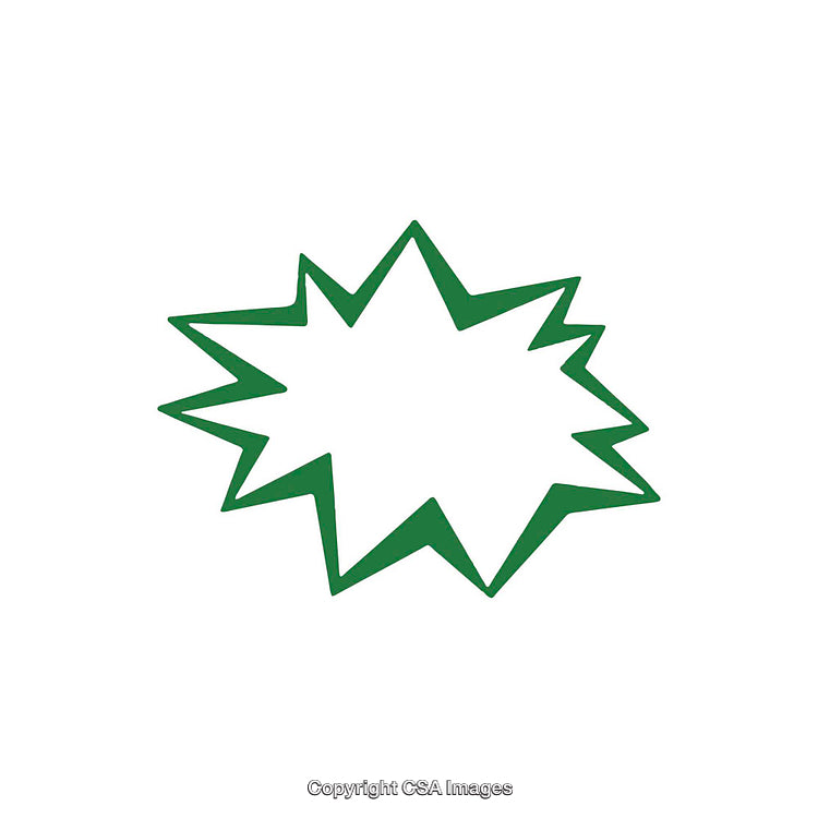 Green Abstract Burst Frame on White Background with Jagged Edges