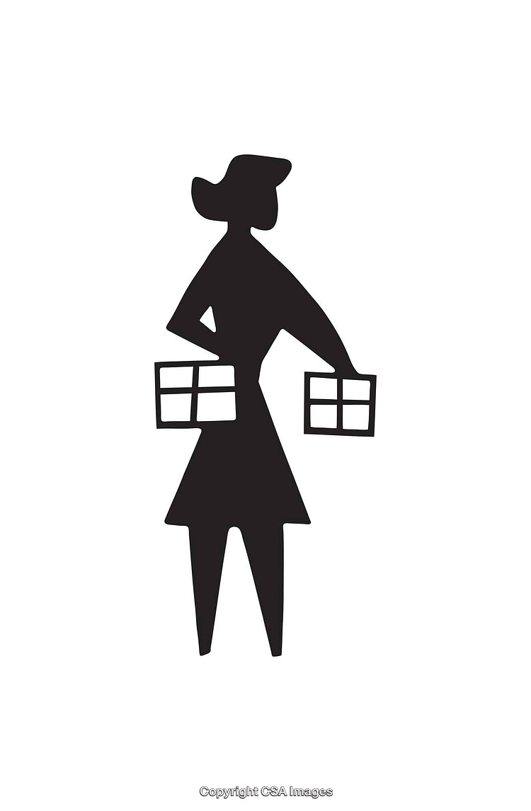 Silhouette of a Woman Holding Objects in Both Hands