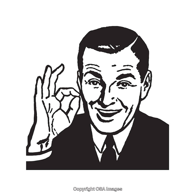 Retro Vintage Style Illustration of Cheerful Man Making OK Sign