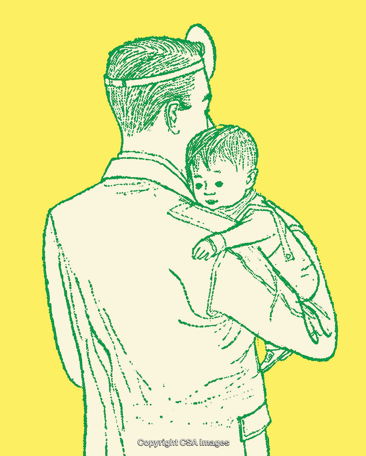 Illustration of a Doctor Holding a Baby in a Caring Scene