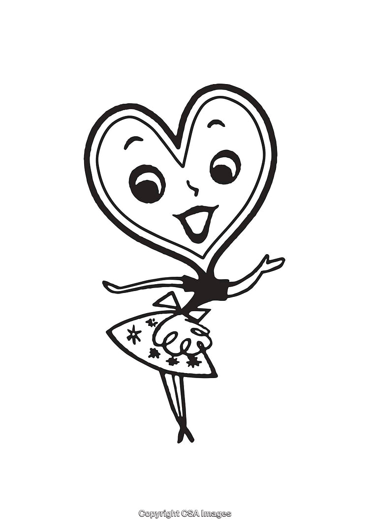 Illustration of a Dancing Heart Character Wearing a Decorative Skirt