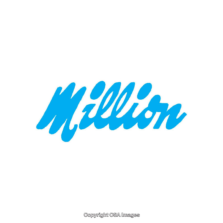 Blue Cursive Text 'Million' on White Background