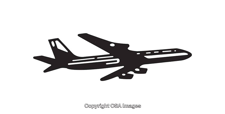 Black and White Line Art Illustration of an Airplane