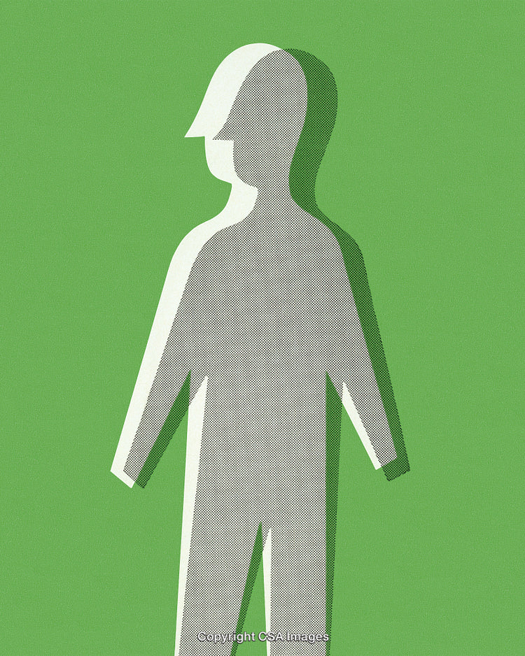 Minimalist Graphic Design Featuring a Halftone Silhouette on Green Background