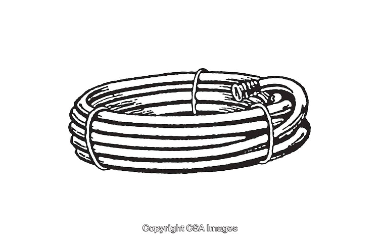 Coiled Rope in Black and White Line Art Style Illustration