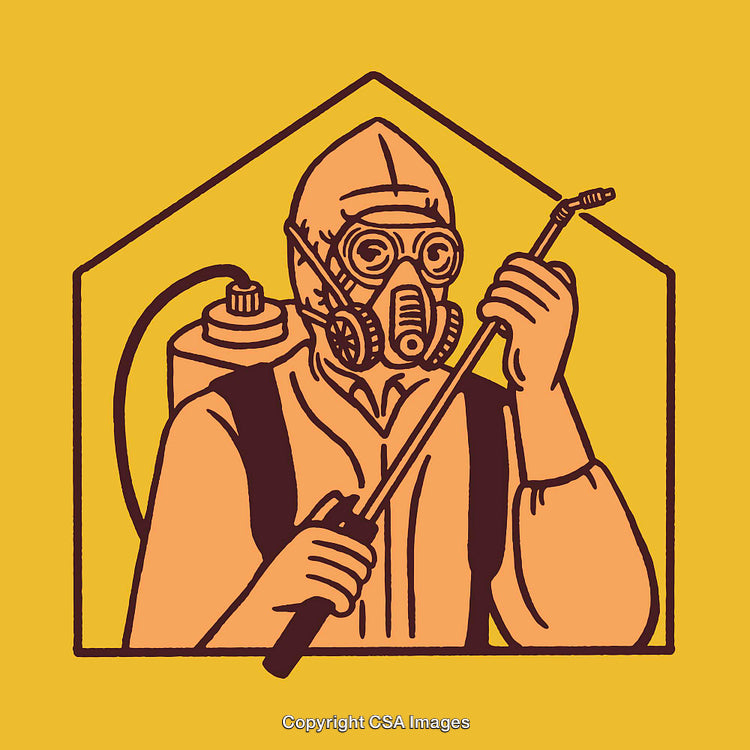 Colorful Line Art Depicting Specialist in Safety Gear for Hygiene Measures