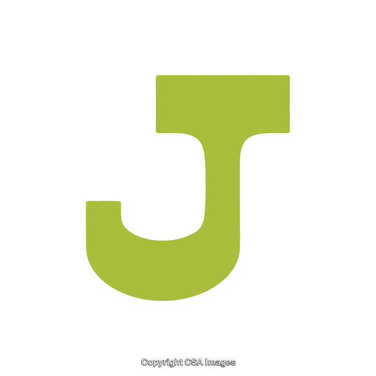 Green Letter J in Bold Typeface on White Background