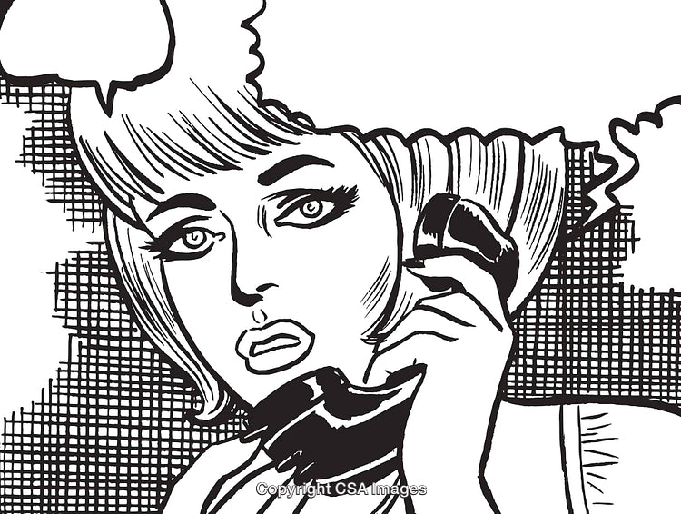 Retro Comic Style Woman on Telephone with Speech Bubble Artwork