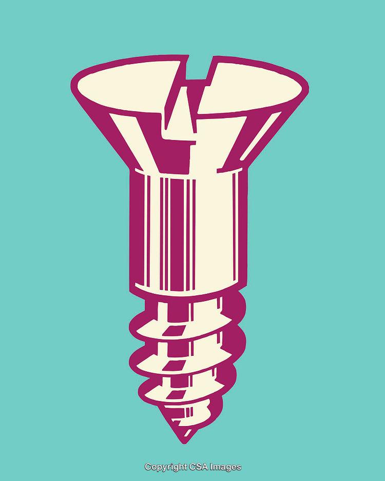 Graphic Illustration of a Screw on a Minimalist Colorful Background