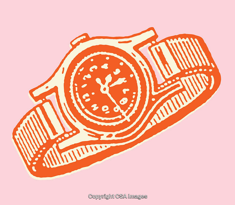 Colorful Line Art Illustration of a Wristwatch on a Vibrant Background