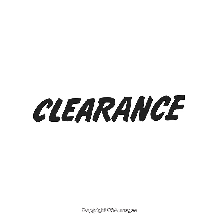 Clearance Sale Promotion Display in Bold Black Text on White Background