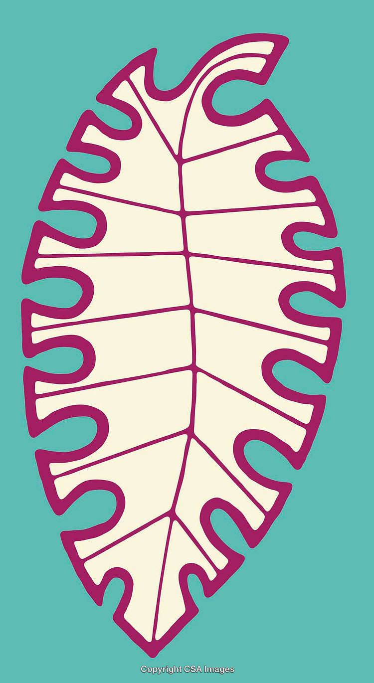 Colorful Abstract Line Art Leaf Illustration on Vibrant Background