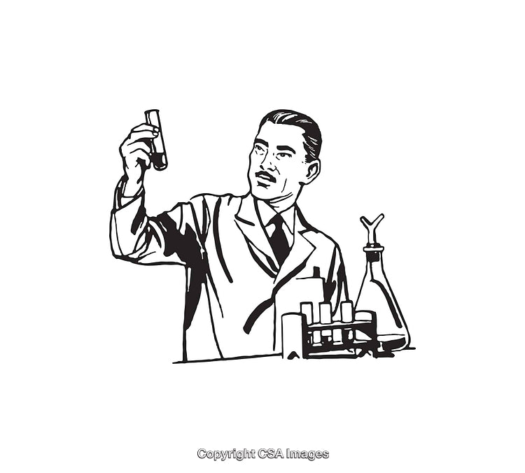 Scientist Examining Test Tube in Laboratory with Equipment Illustration