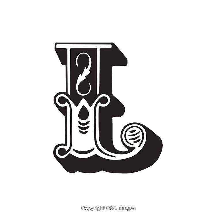 Intricate Black and White Letter L with Elegant Stylized Design