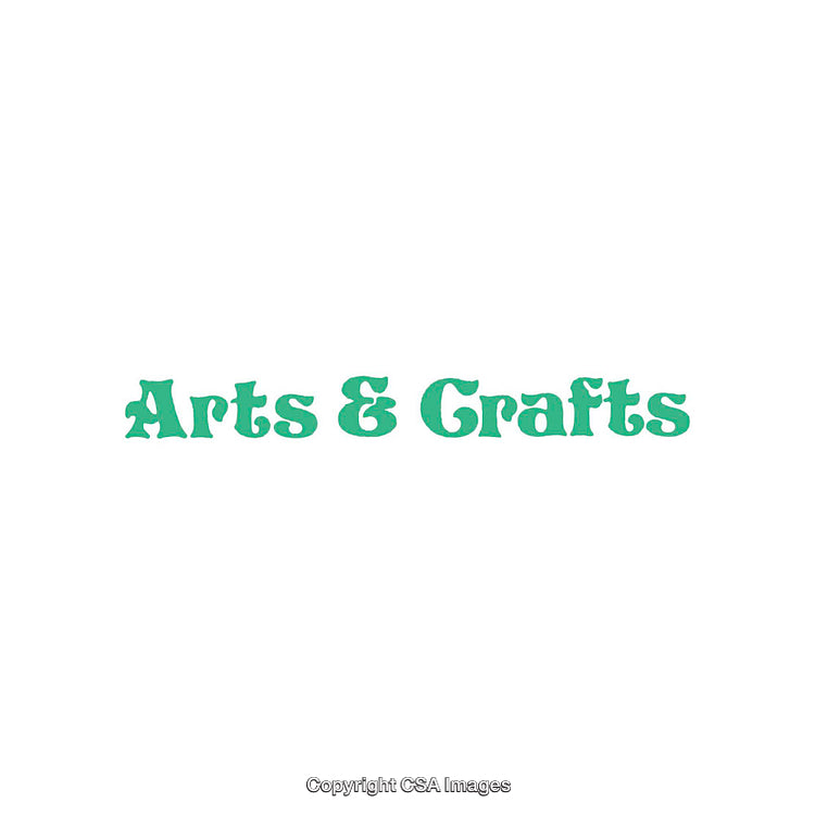 Arts and Crafts Text in Vibrant Green on White Background