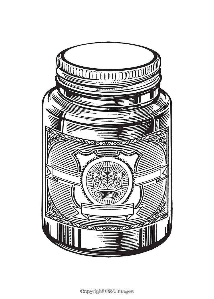 Vintage Line Art of a Jar with Intricate Design Elements