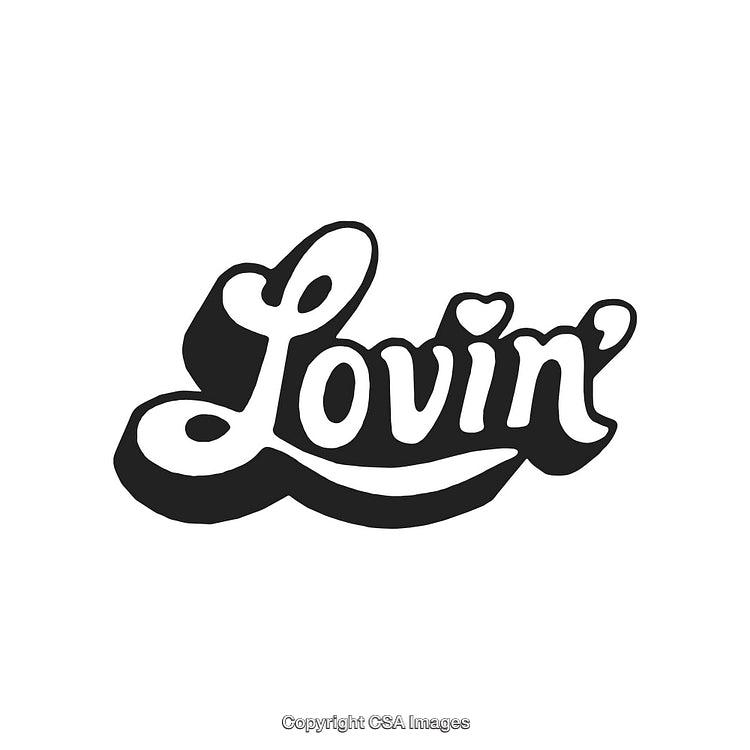 Retro Styled Handwritten Text Design Featuring the Word 'Lovin'