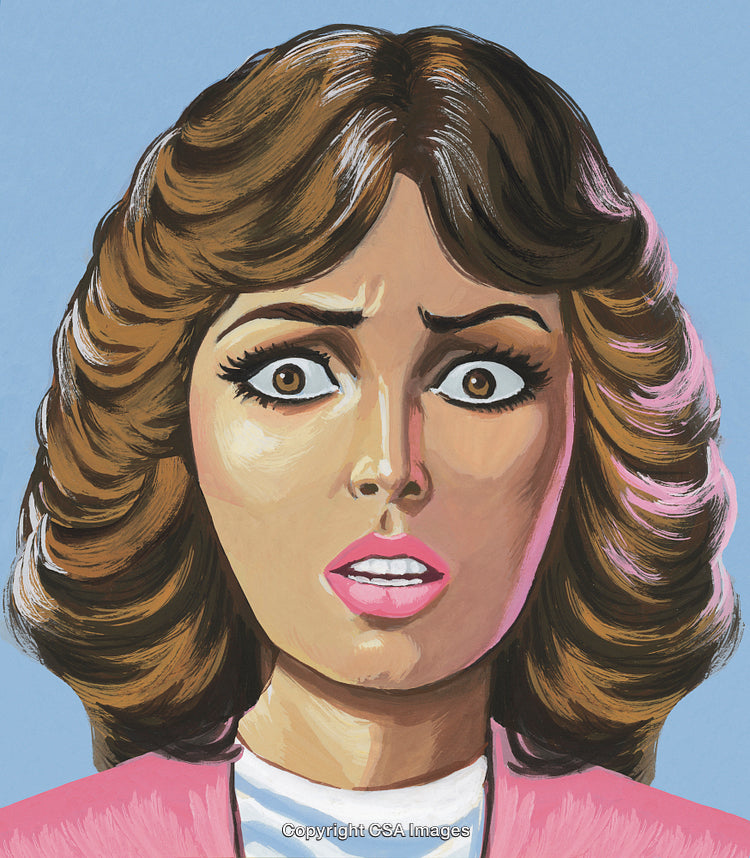 Close-Up of a Surprised Woman with Retro Style