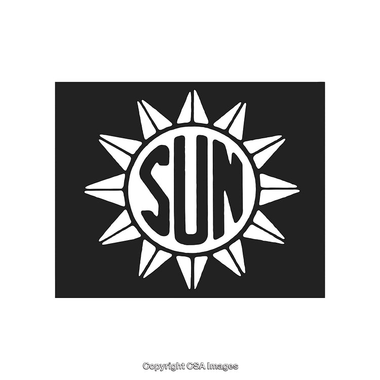 Stylized Sun Design with Bold Lettering in Black and White Theme