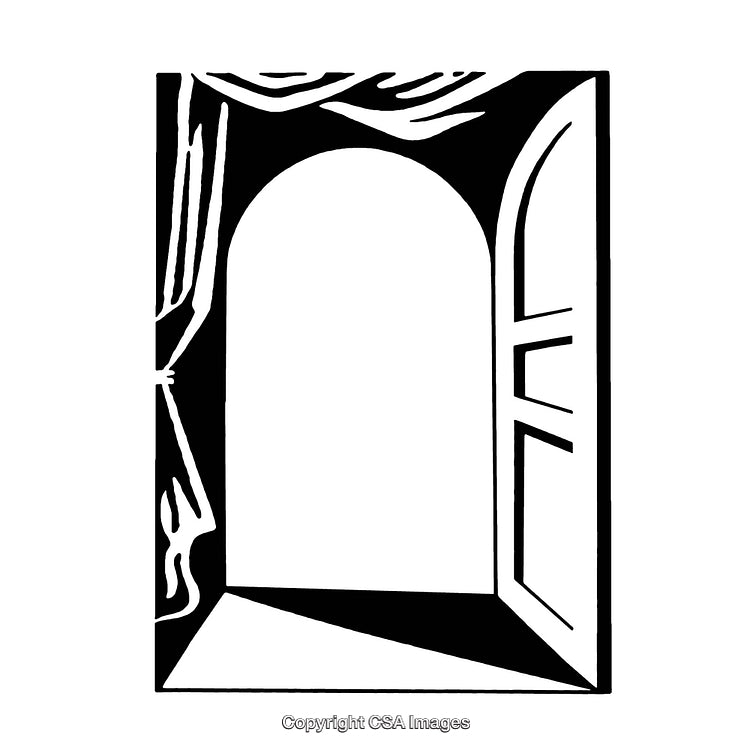 Elegant Black And White Border With Arch And Curtain Design