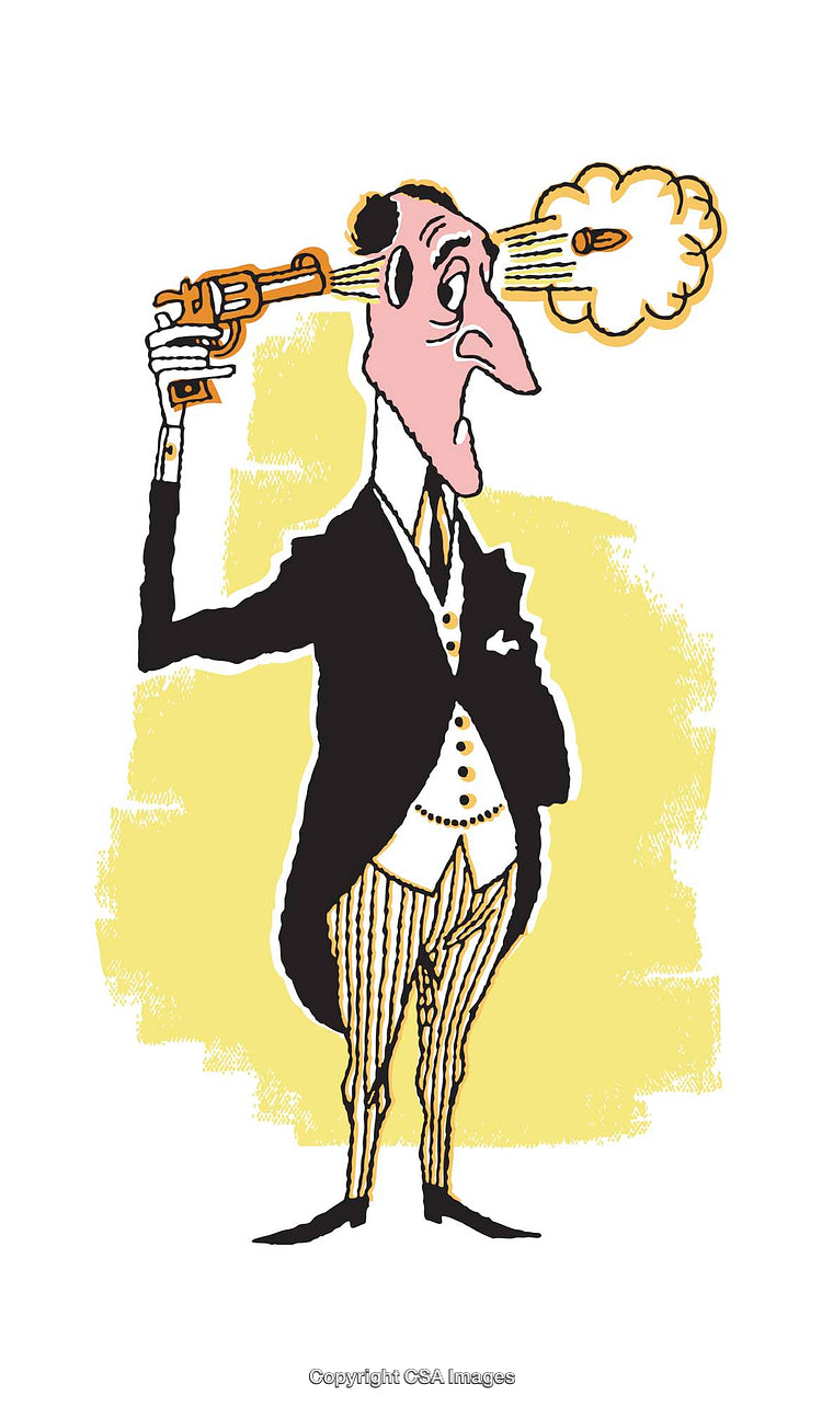 Colorful Illustration of a Gentleman in a Comical And Surprising Scene