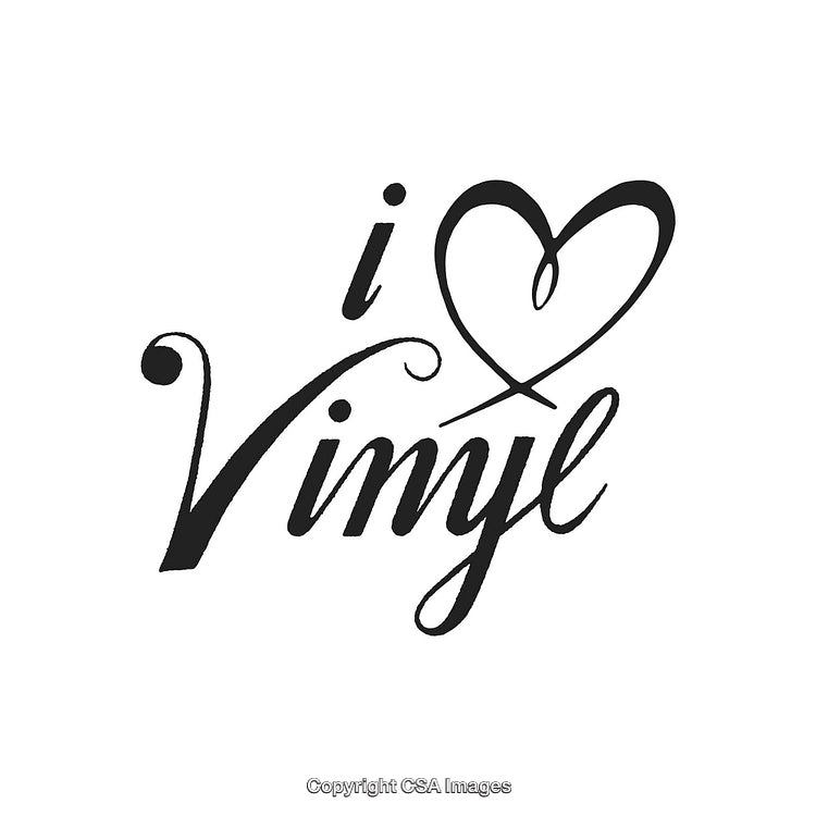 Stylish Calligraphy Design Featuring 'I Love Vinyl' Text and Heart Graphic