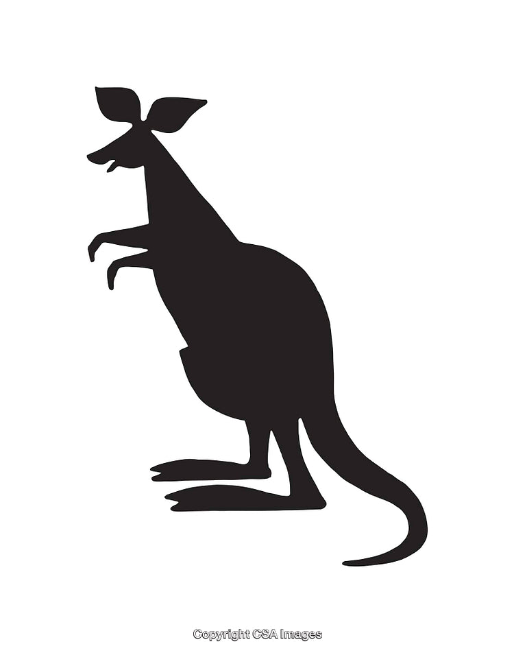 Silhouette of a Kangaroo in Black and White Line Art Style