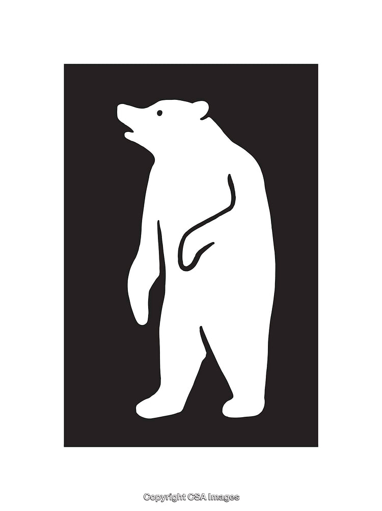 Black and White Silhouette of a Standing Polar Bear