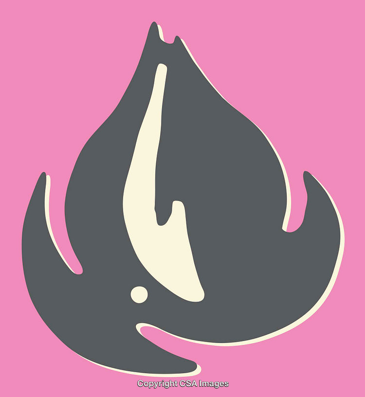 Abstract Illustration of a Stylized Flame with Bold Contrasting Colors
