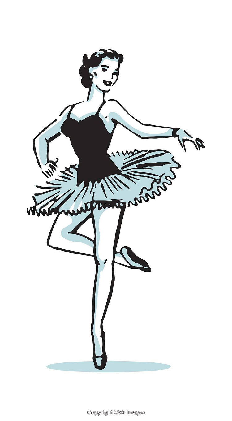 Elegant Illustration of a Graceful Ballerina Performing in a Classic Pose