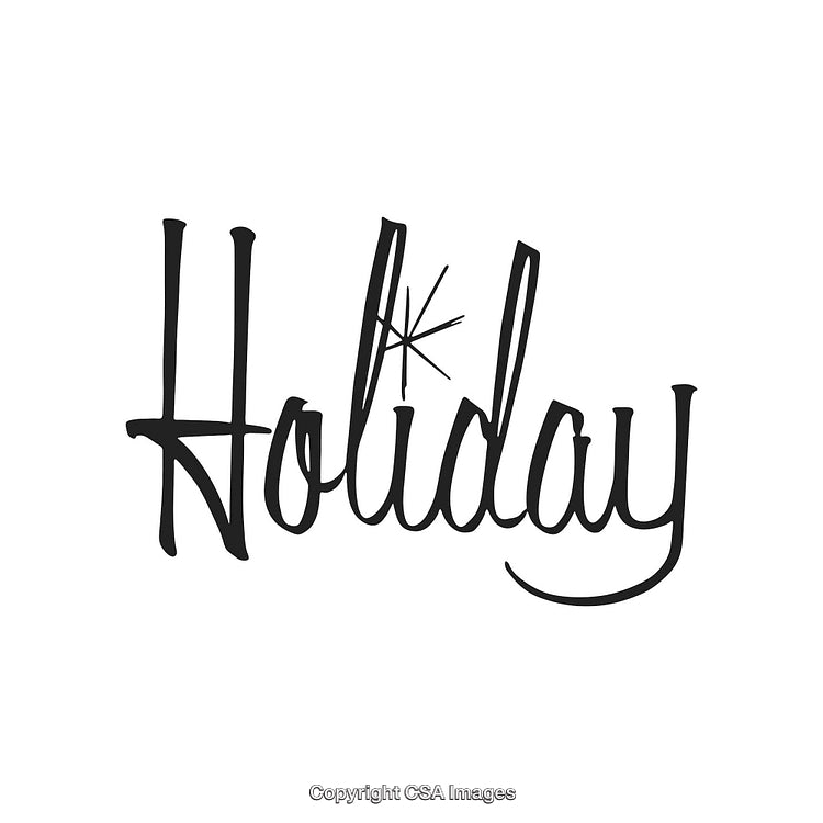 Stylish Handwritten Holiday Word Art With Decorative Elements on White Background