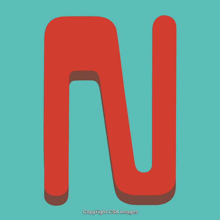 Bold 3D Letter N in a Red and Blue Modern Design