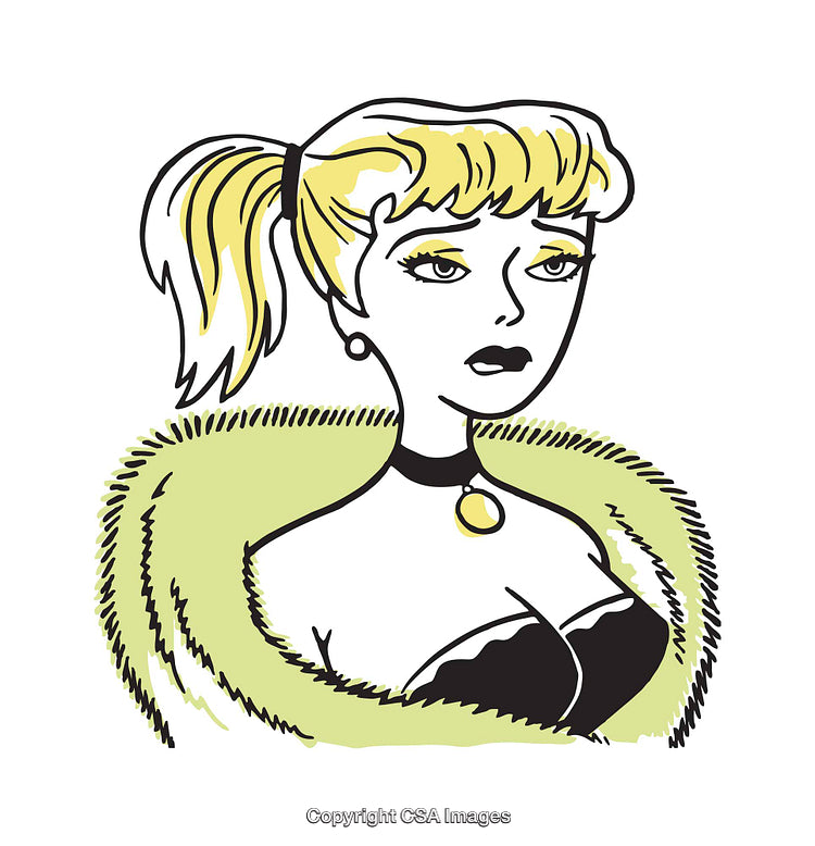 Elegant Vintage Illustration of a Refined Woman with an Accessorized Outfit