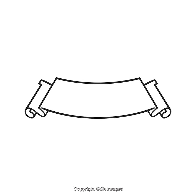 Black and White Scroll Banner Border Illustration with Curved Design