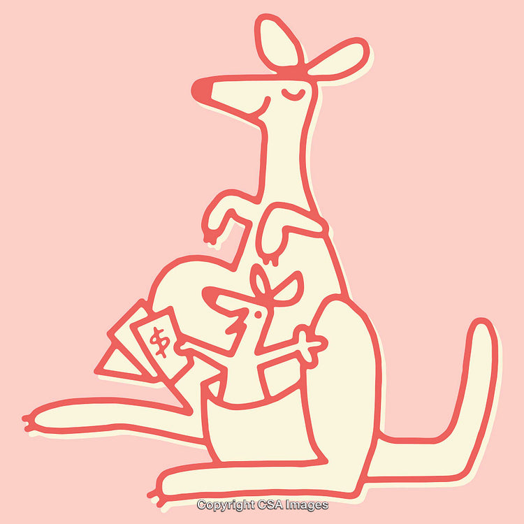 Playful Kangaroo Illustration in Modern Stylized Colorful Line Art