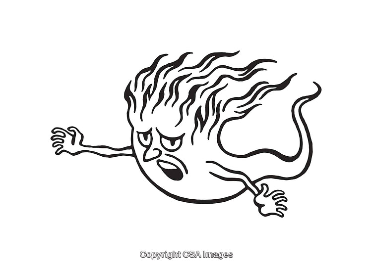 Abstract Angry Creature Black and White Line Art Illustration